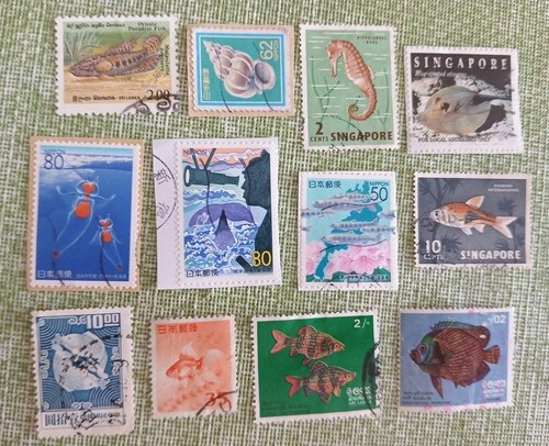 Asian stamps set - 12,